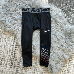 Nike‎ Compression Leggings Youth Unisex M Black Fitted Cropped